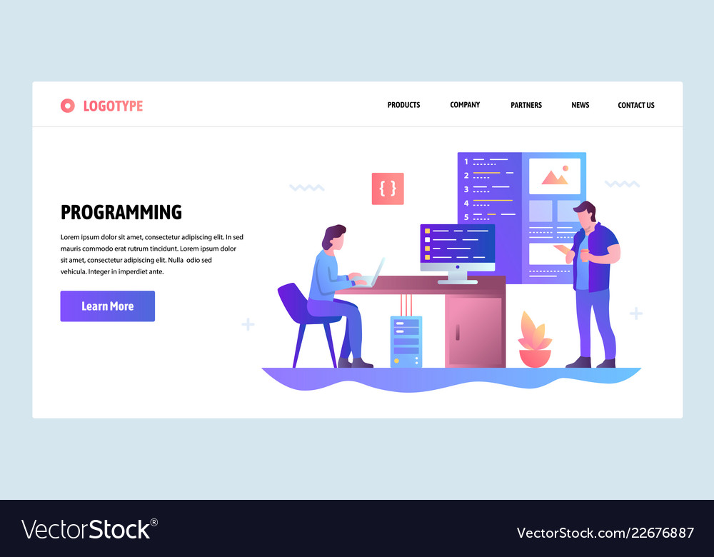 Gradient Website Template - Coding & App Developme vector image Gradient Website Template - Coding & App Developme