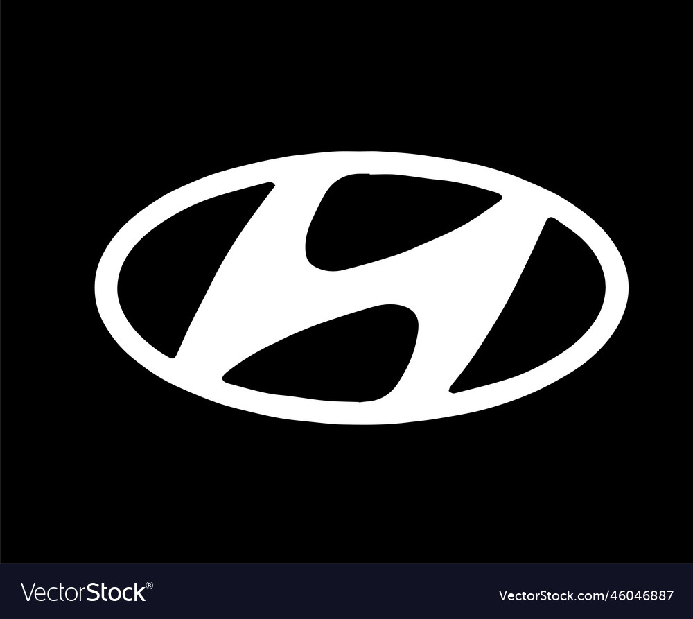 Hyundai Markenlogo Autosymbol weiß und schwarz vector image Hyundai Markenlogo Autosymbol weiß und schwarz