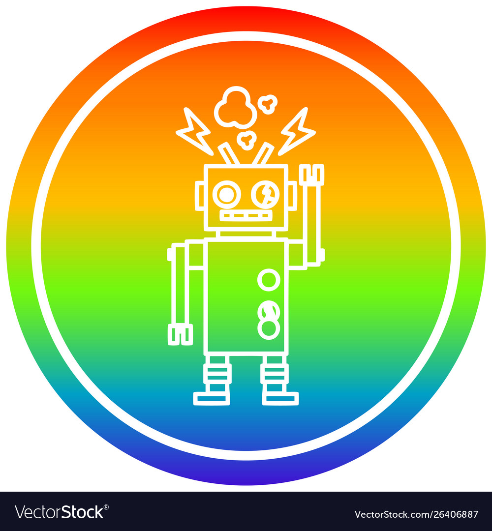 Malfunctioning robot circular in rainbow spectrum