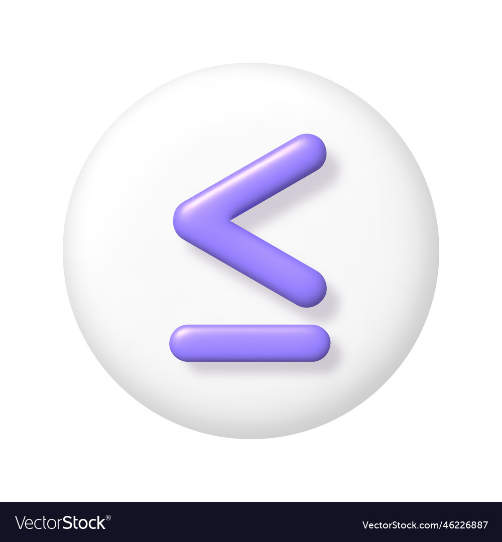 Math 3d icon purple arithmetic less than or equal