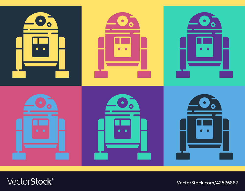 Pop art robot icon isolated on color background Vector Image Pop art robot icon isolated on color background
