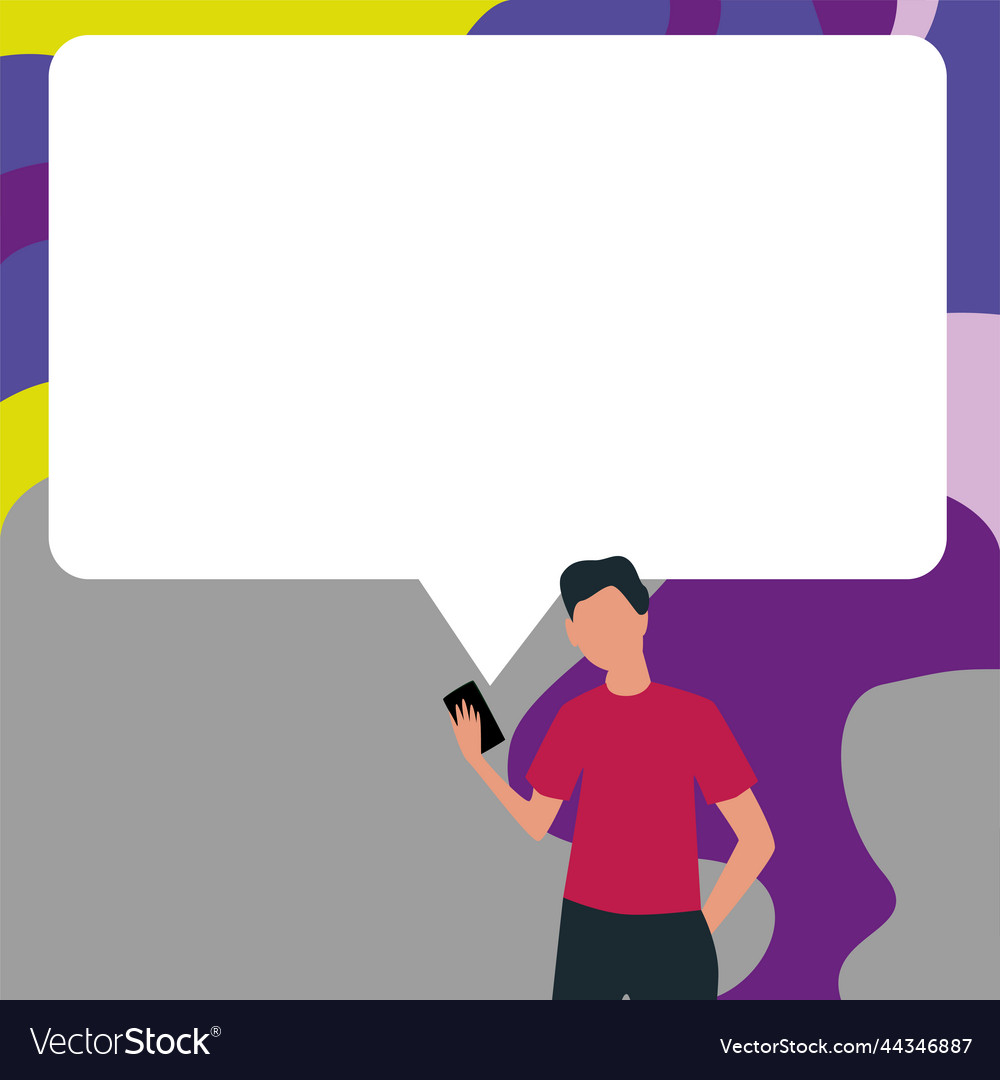 Presenter with conversation bubble showing new vector image Presenter with conversation bubble showing new