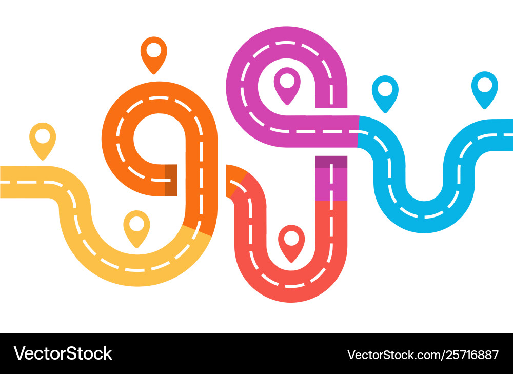 Roadway with pin road junction map infographic Vector Image