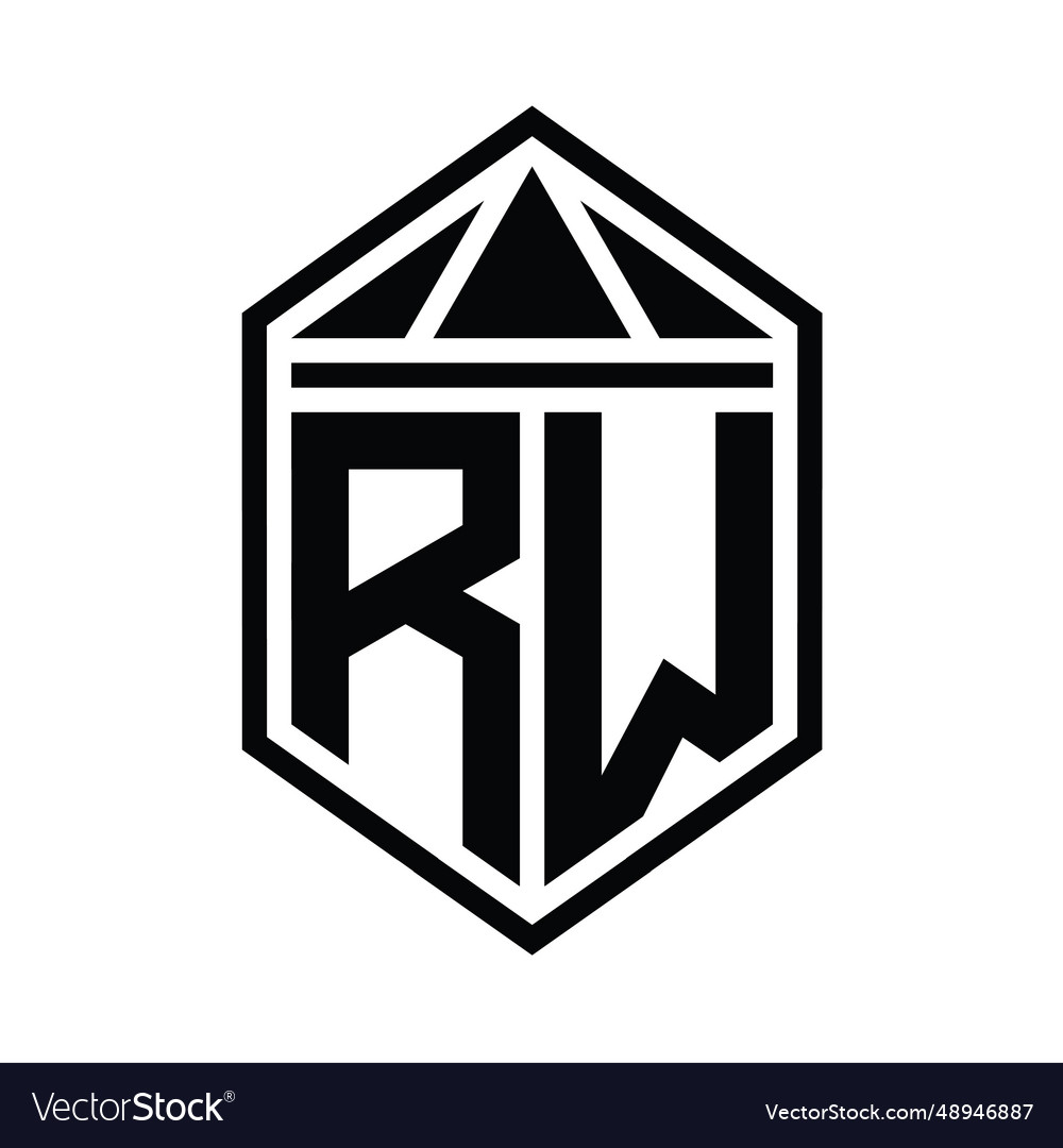 Rw letter logo monogram simple hexagon shield Vector Image