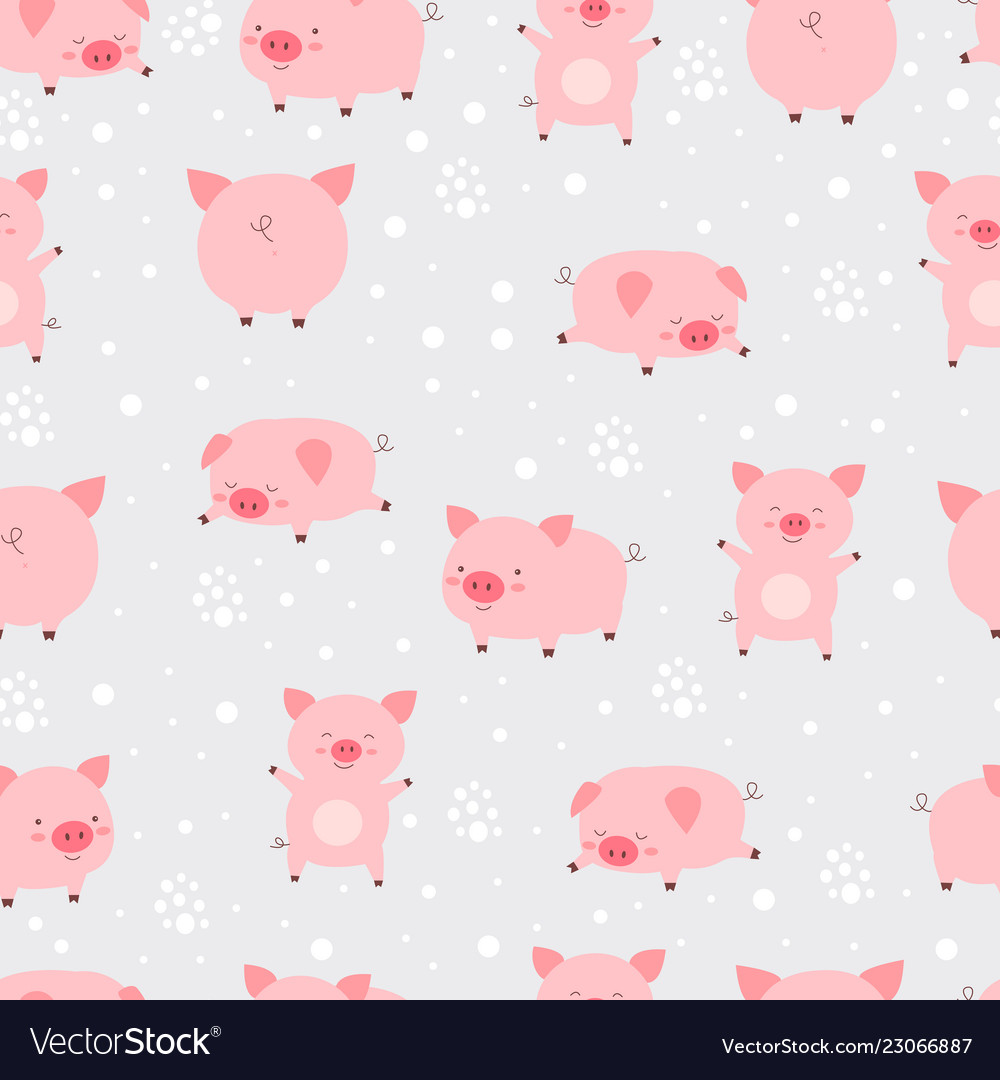 Seamless pattern cheerful cute little cute pigs Vector Image