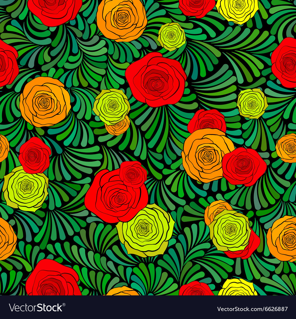 Seamless pattern with beautiful roses and abstract