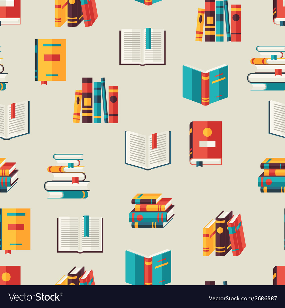 Seamless pattern with books in flat design style