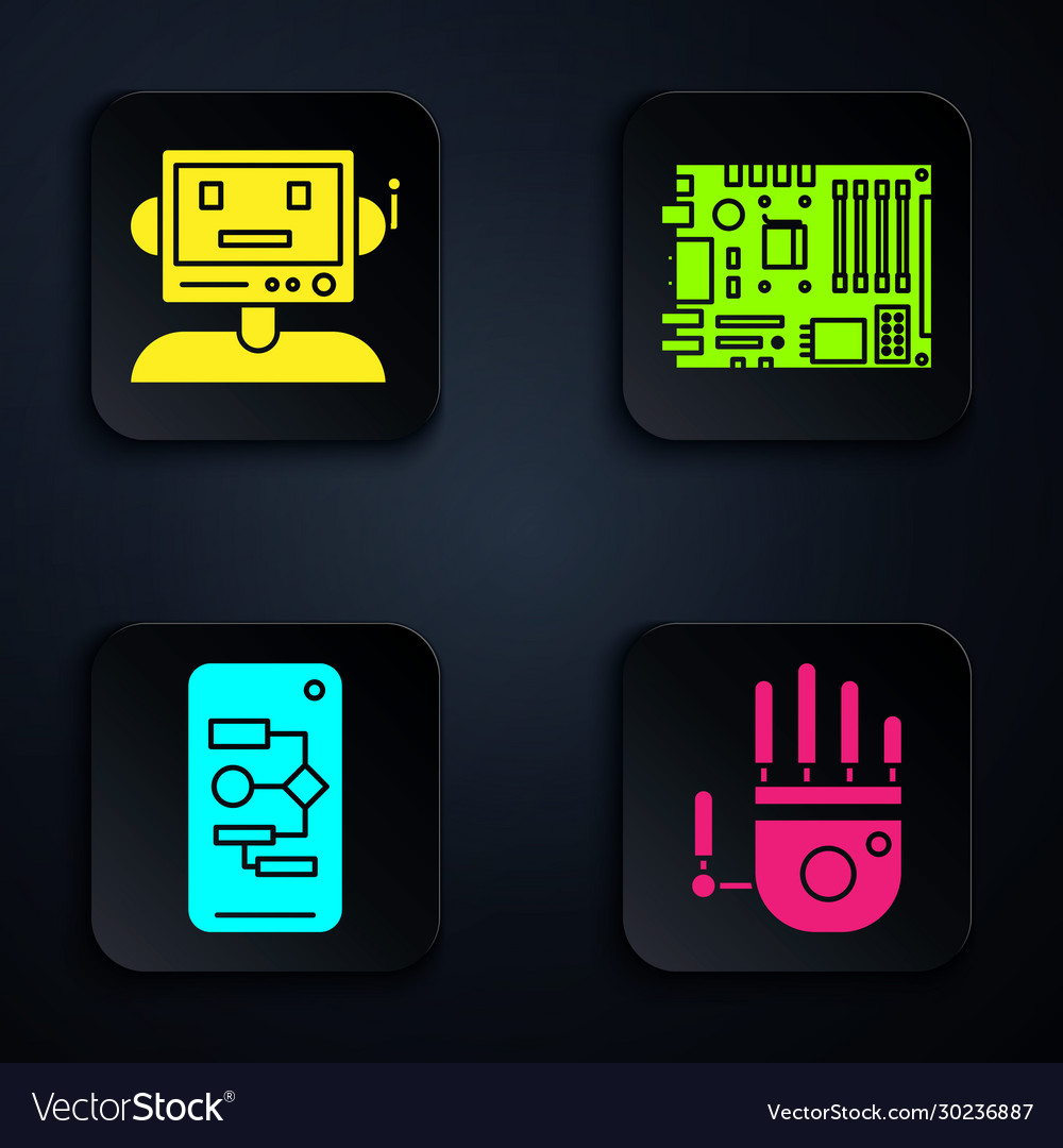Set mechanical robot hand algorithm vector image Set mechanical robot hand algorithm