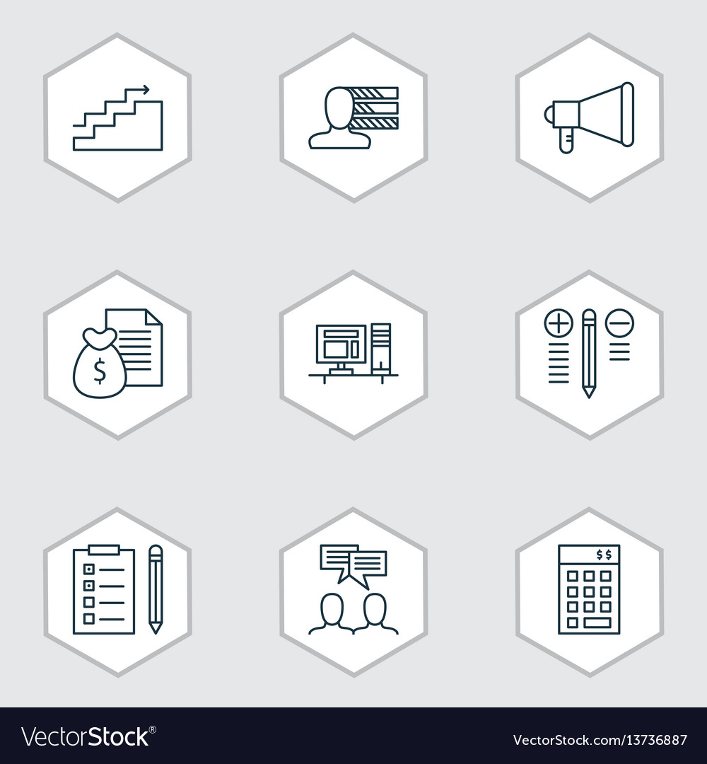 Set of 9 project management icons includes