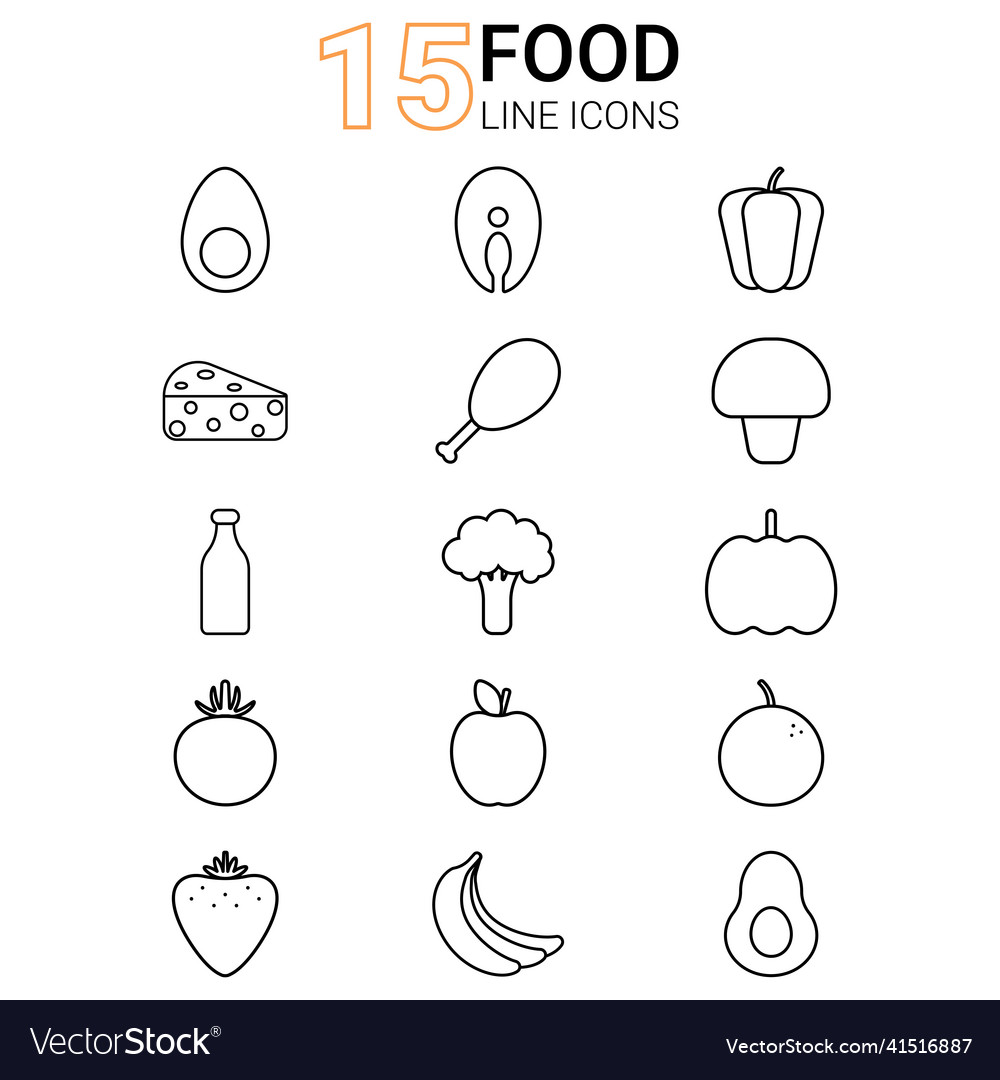Set of contour icons healthy food