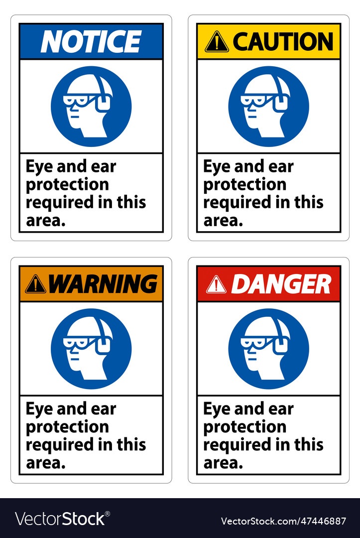 Warning sign eye and ear protection required Vector Image