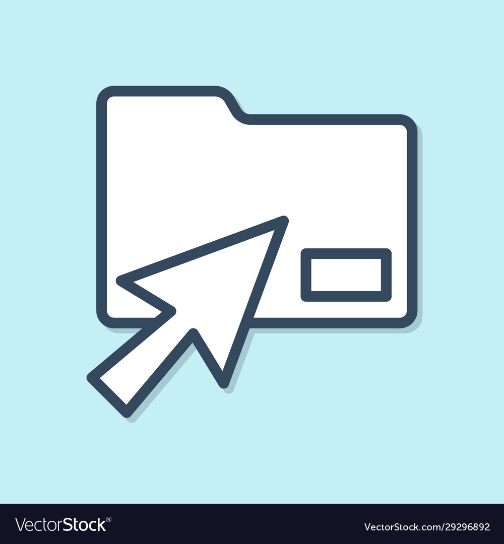 Blue line cursor click document folder icon vector image Blue line cursor click document folder icon