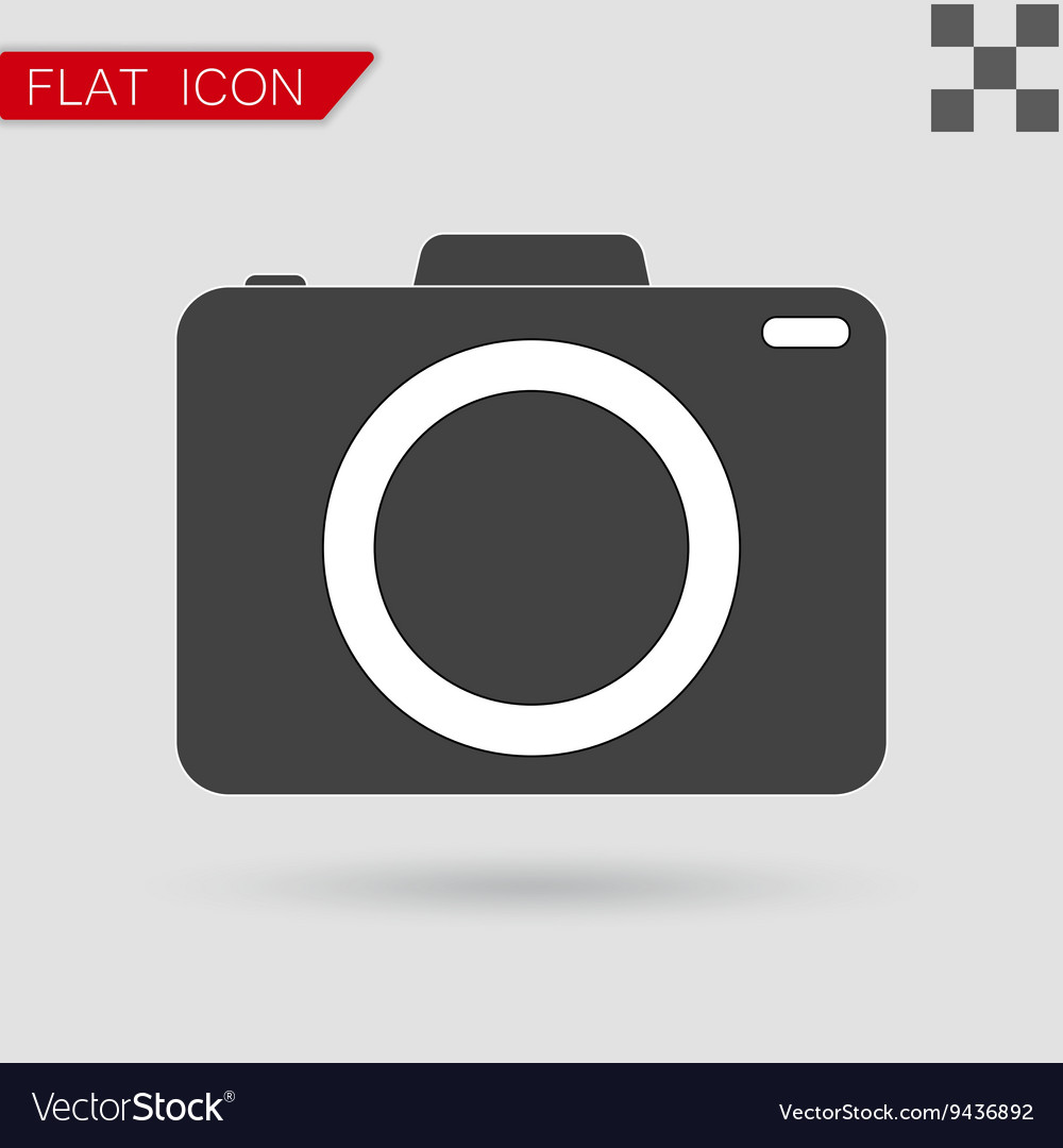 Camera icon flat style with red