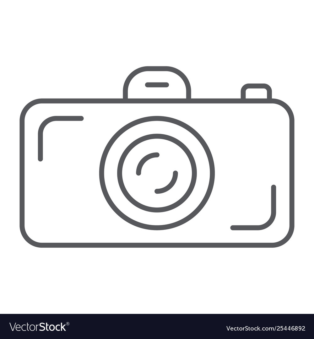 Camera thin line icon lens and photo shutter