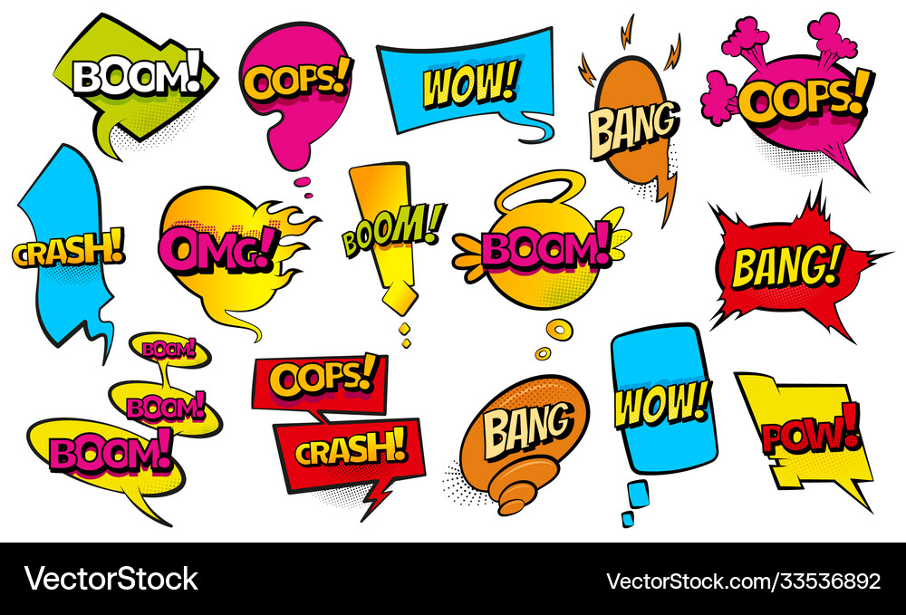 Comic colored hand drawn speech bubbles set retro Vector Image