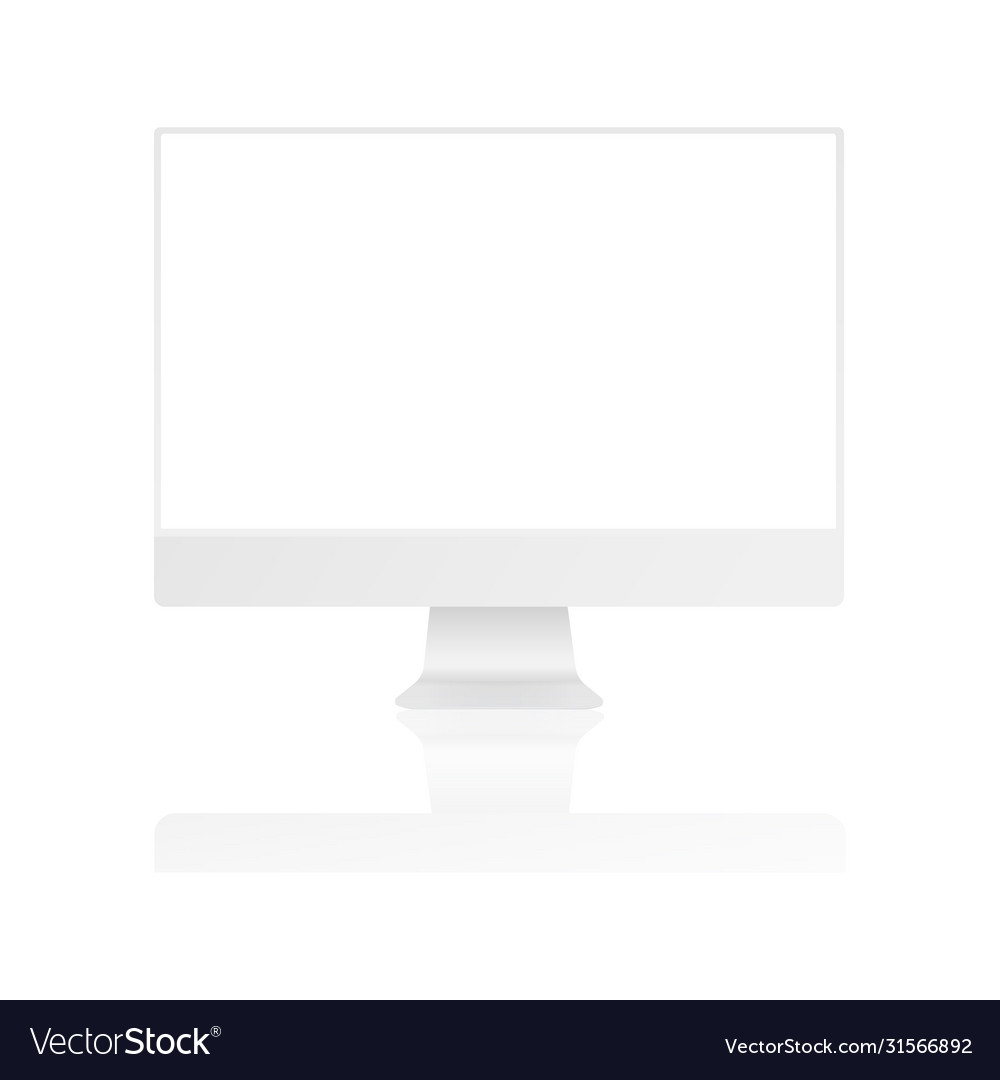 Computer monitor and display with shadow realistic vector image Computer monitor and display with shadow realistic