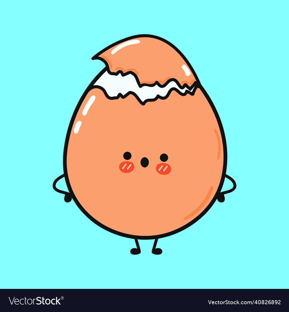 Cute sad egg character hand drawn cartoon kawaii