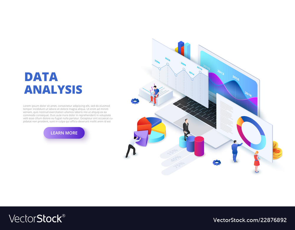 Data analysis design concept with people and Vector Image