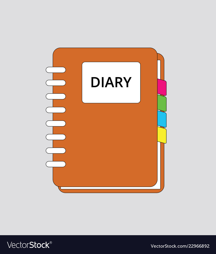Diary book icon simple flat orange color Vector Image