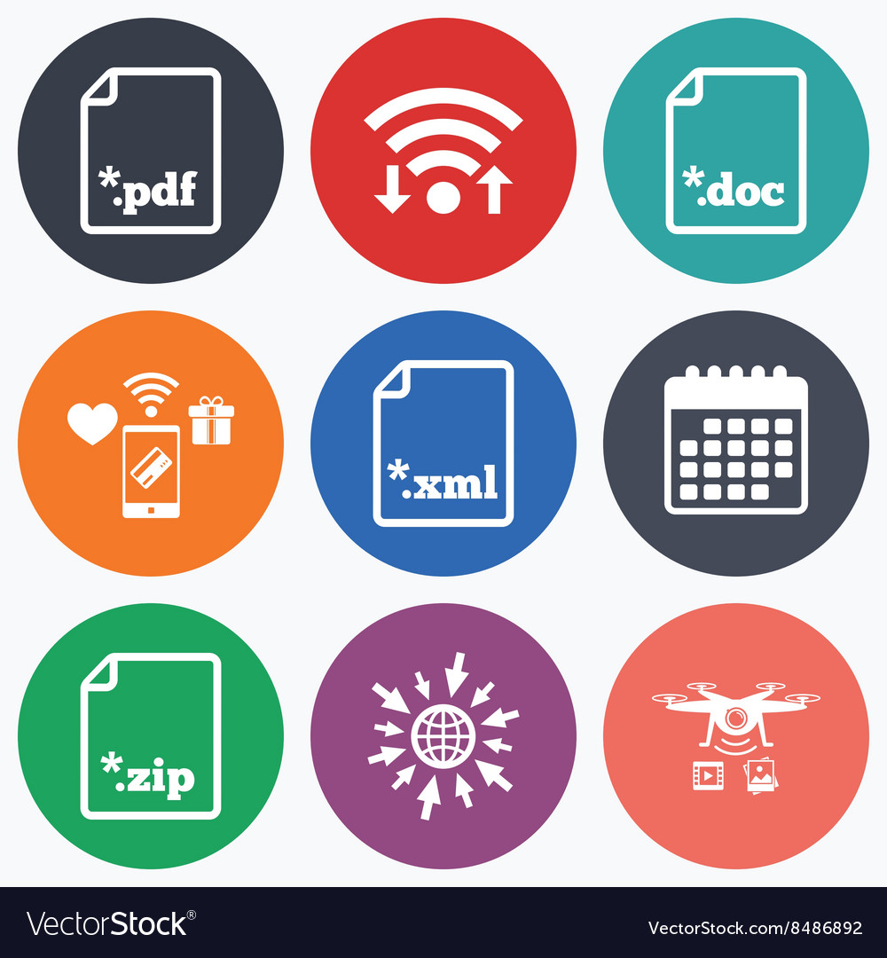 Document signs file extensions symbols