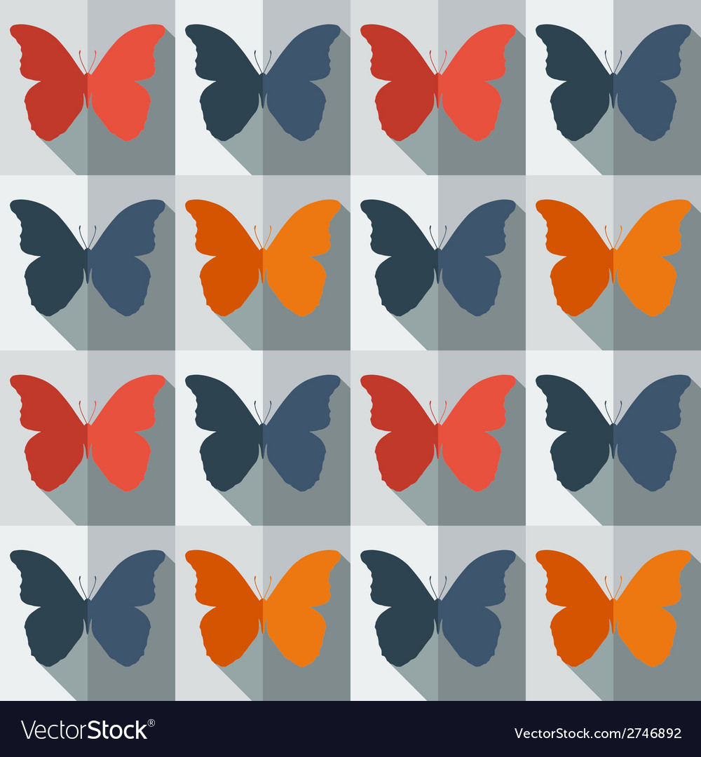 Flat style seamless pattern with butterflies