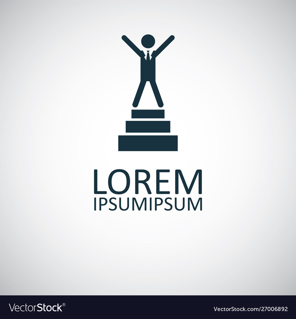 Man top on stairs icon simple flat element design