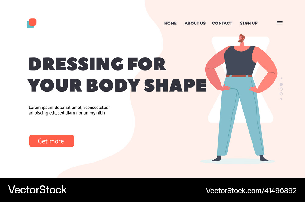 Man with hourglass body shape landing page Vector Image