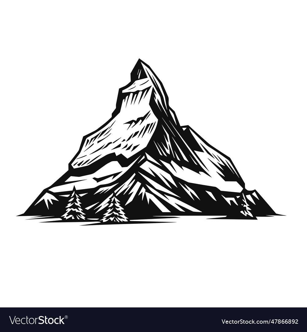 Matterhorn hand-drawn comic doodle Royalty Free Vector Image