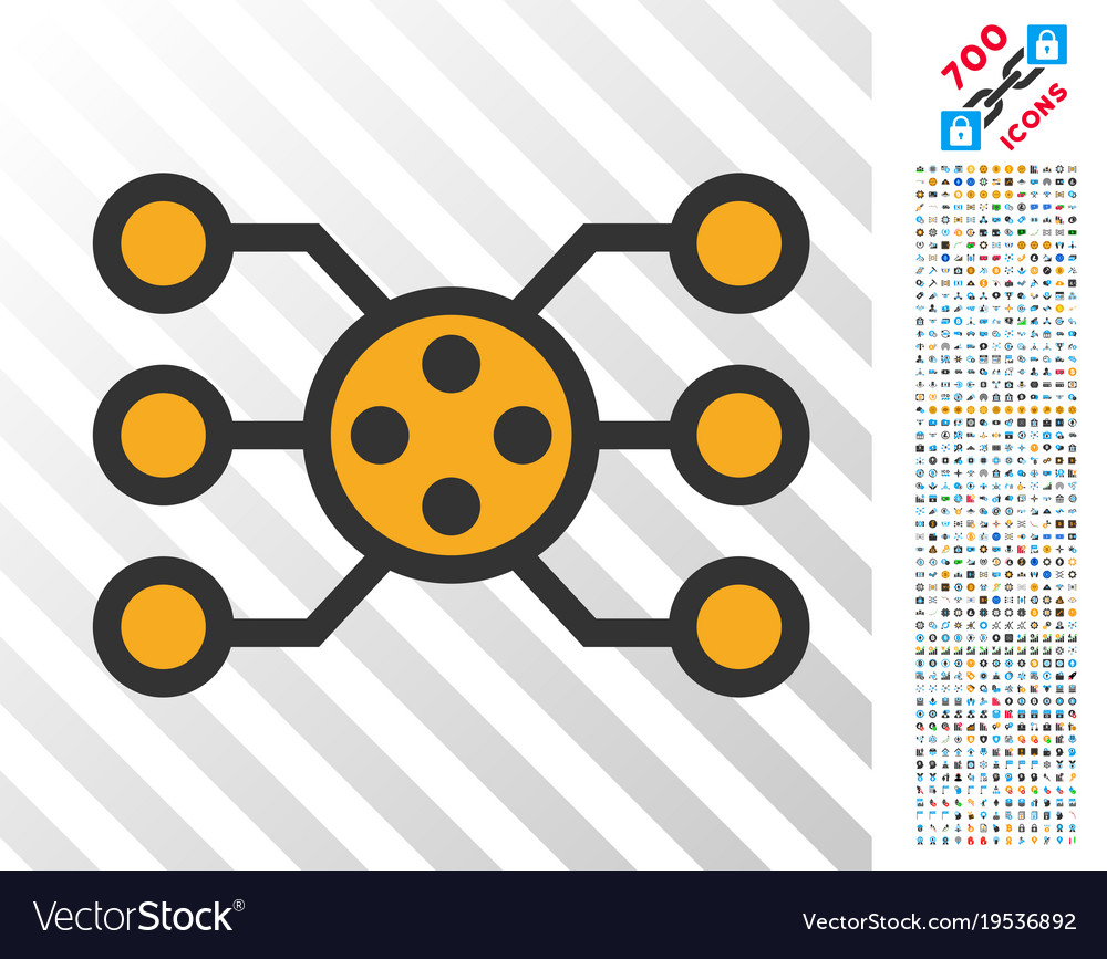 Network nodes flat icon with bonus
