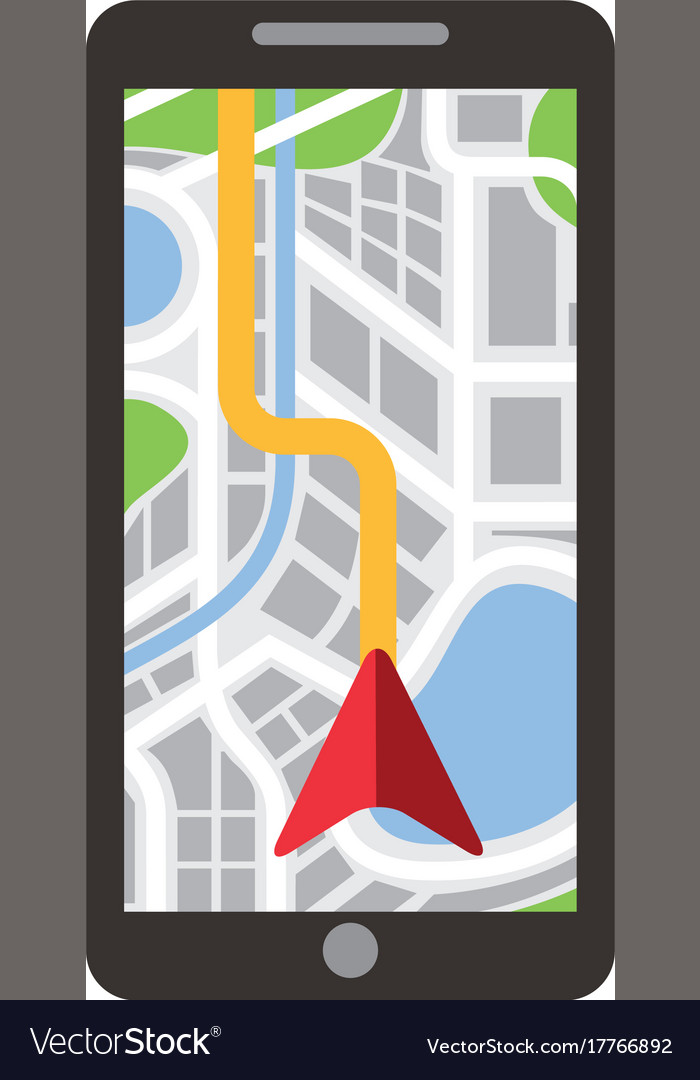 Road map direction in mobile phone with arrow