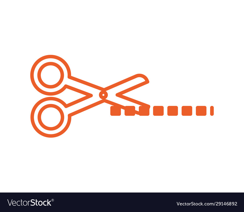Scissors cutting lines isolated icon