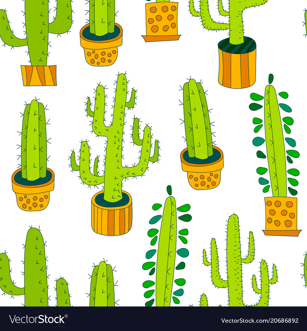 Seamless pattern with cactus