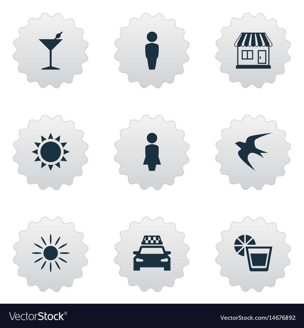 Set of simple seaside icons