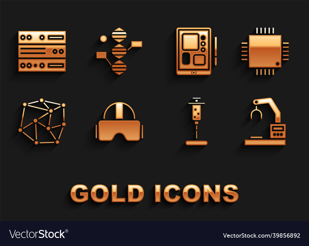 Set virtual reality glasses processor vector image Set virtual reality glasses processor