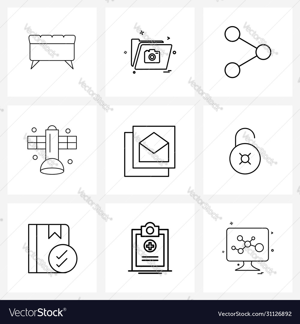 Ui set 9 basic line icons filter space