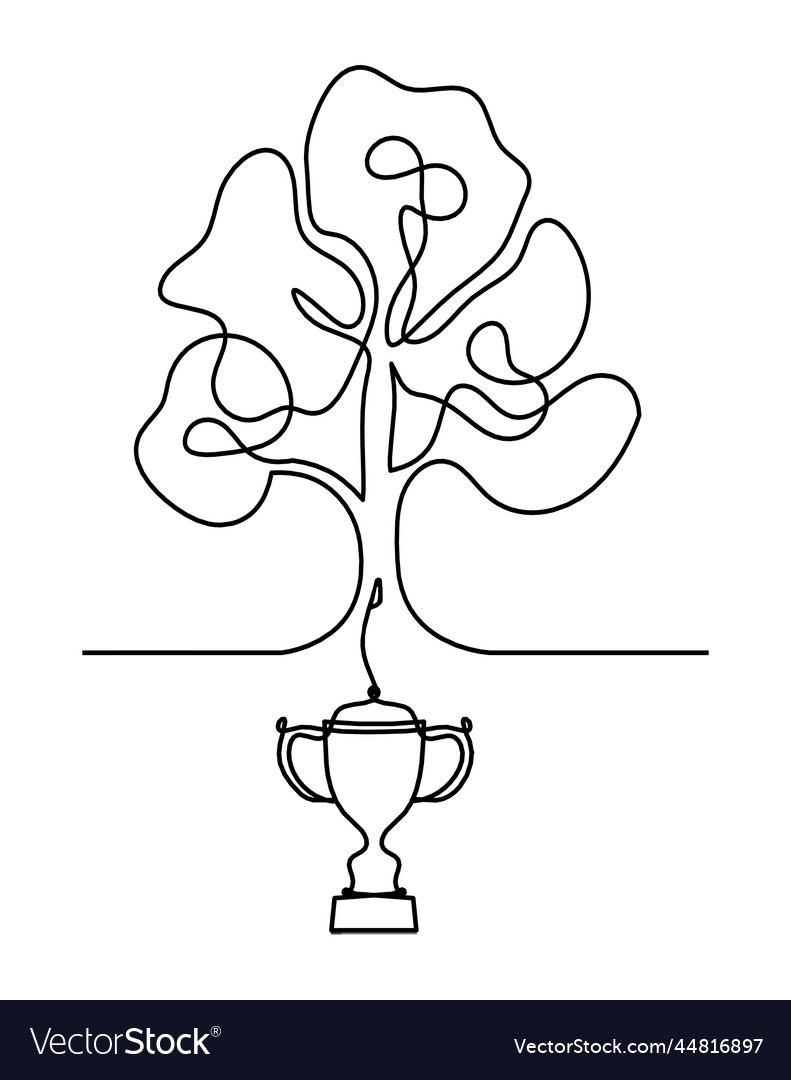 Abstract tree with trophy as line drawing