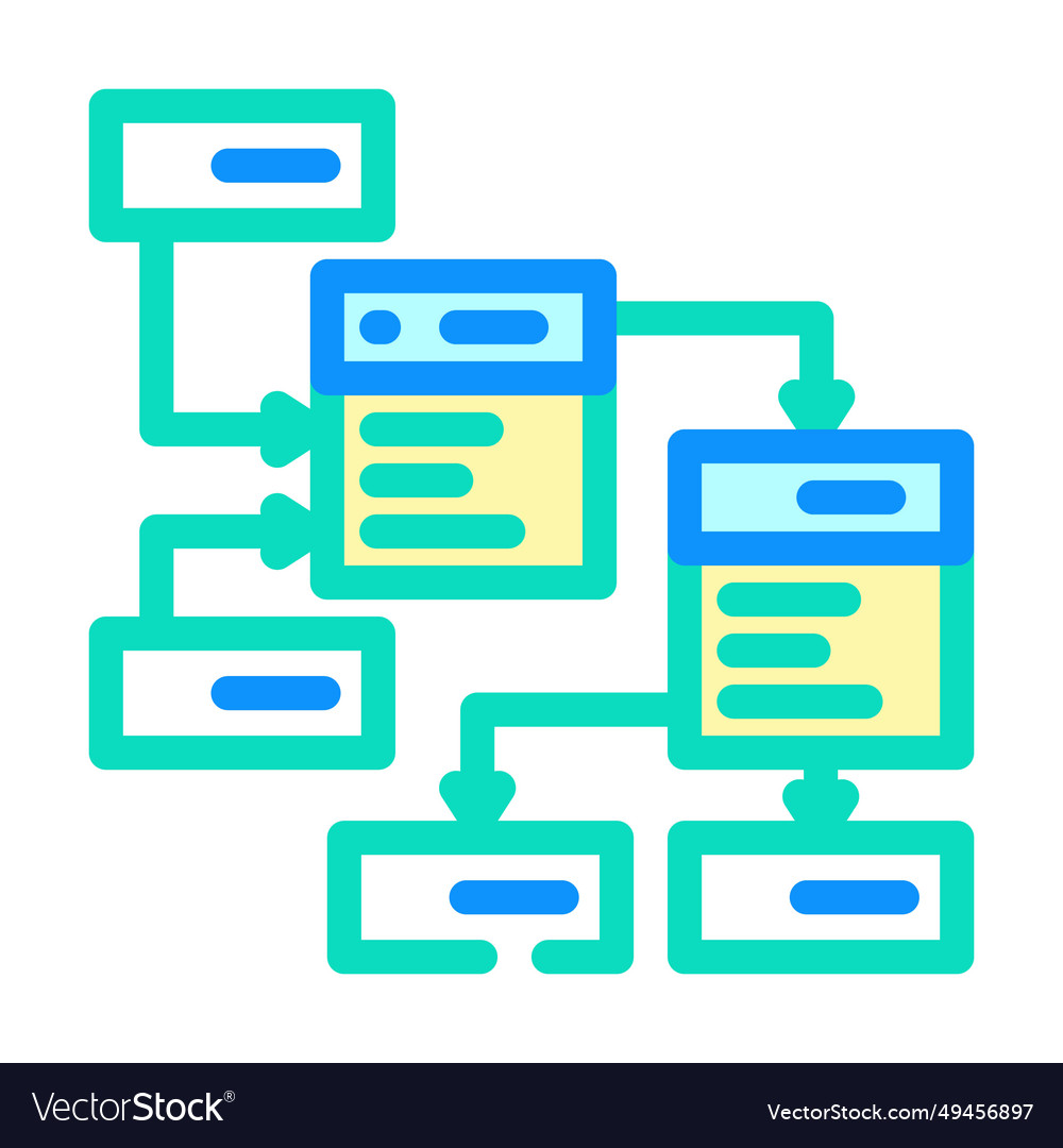Database design color icon vector image Database design color icon