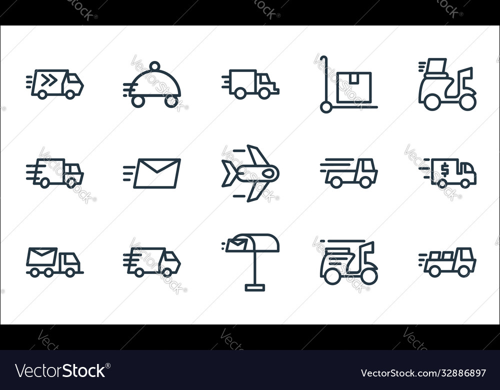 Delivery line icons linear set quality vector image Delivery line icons linear set quality
