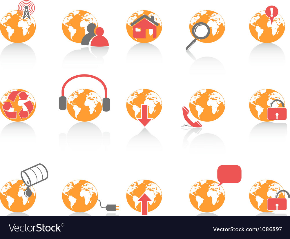 Globe with internet tool icon