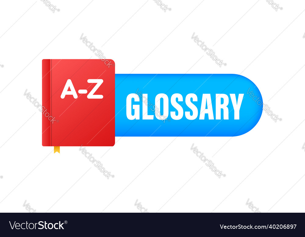 Glossary book badge with dictionary icon Vector Image