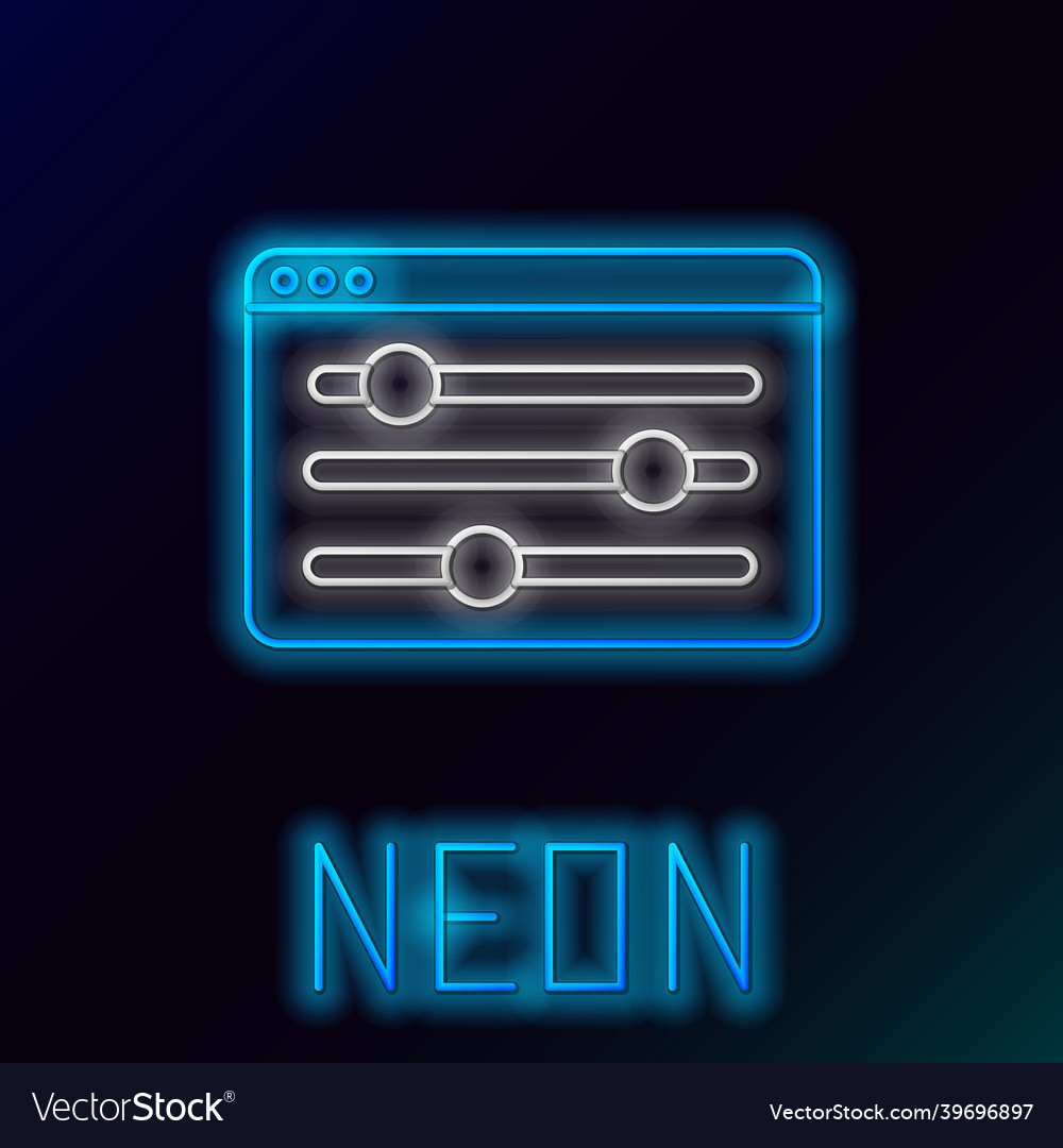 Glowing neon line browser setting icon isolated vector image Glowing neon line browser setting icon isolated