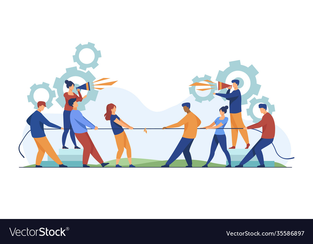 Group leaders shouting at megaphone Royalty Free Vector