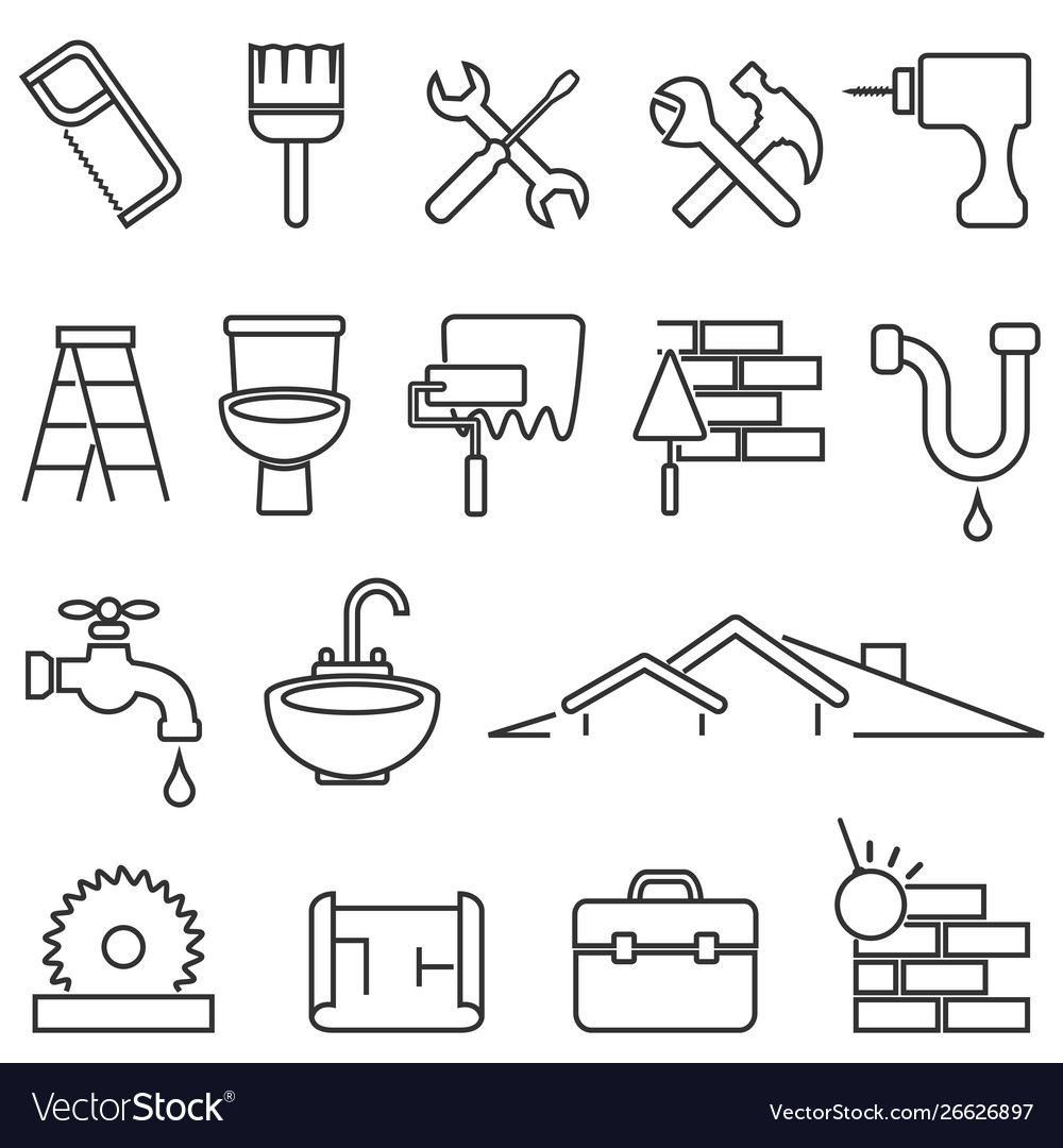 Home Renovation & Repair Line Icons