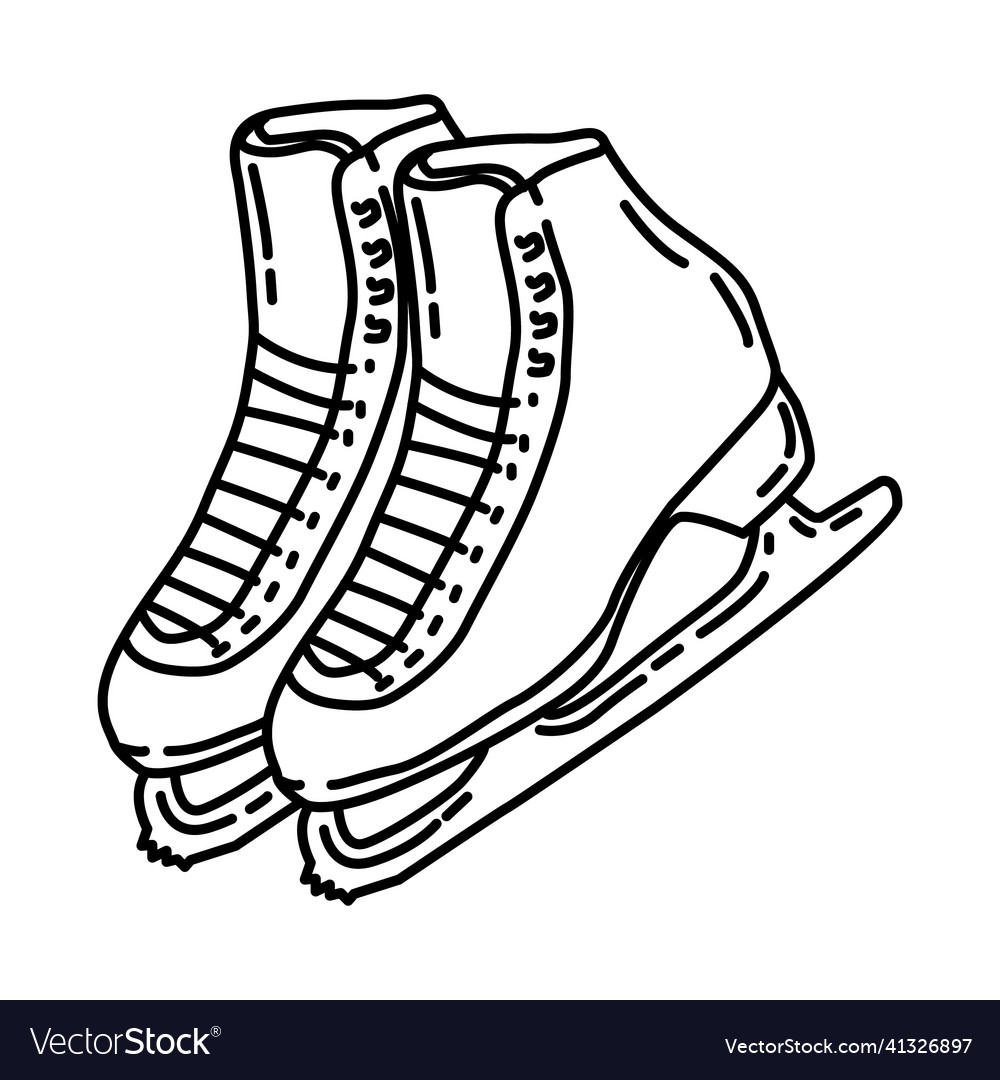 Ice skating boots for women icon doodle hand