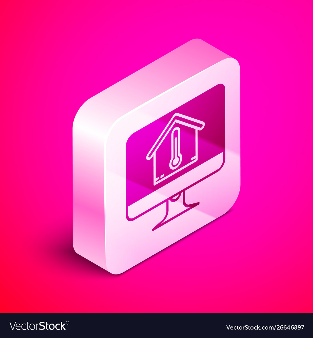 Isometric computer monitor with house temperature
