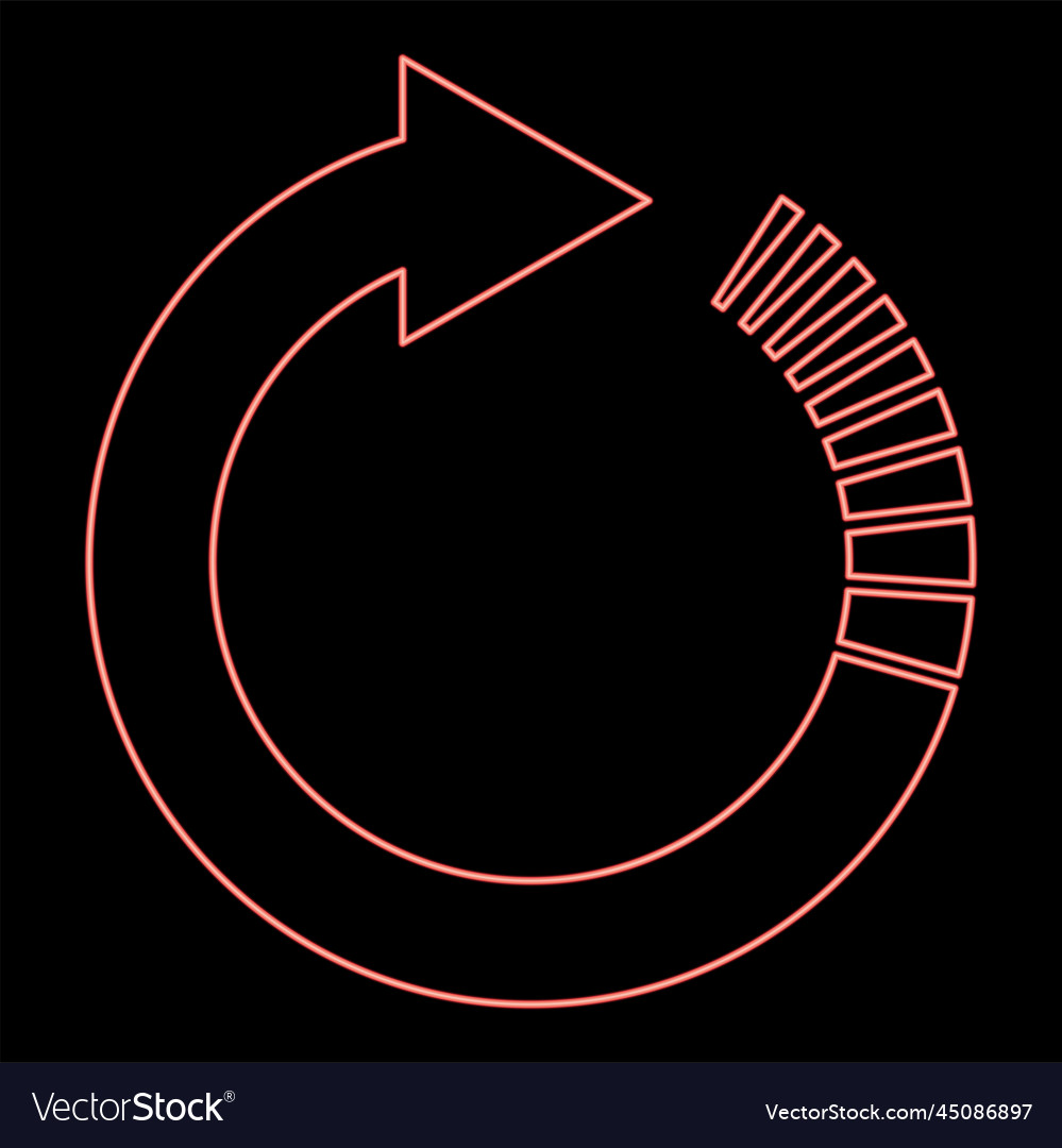 Neon circle arrow with tail effect circular vector image Neon circle arrow with tail effect circular