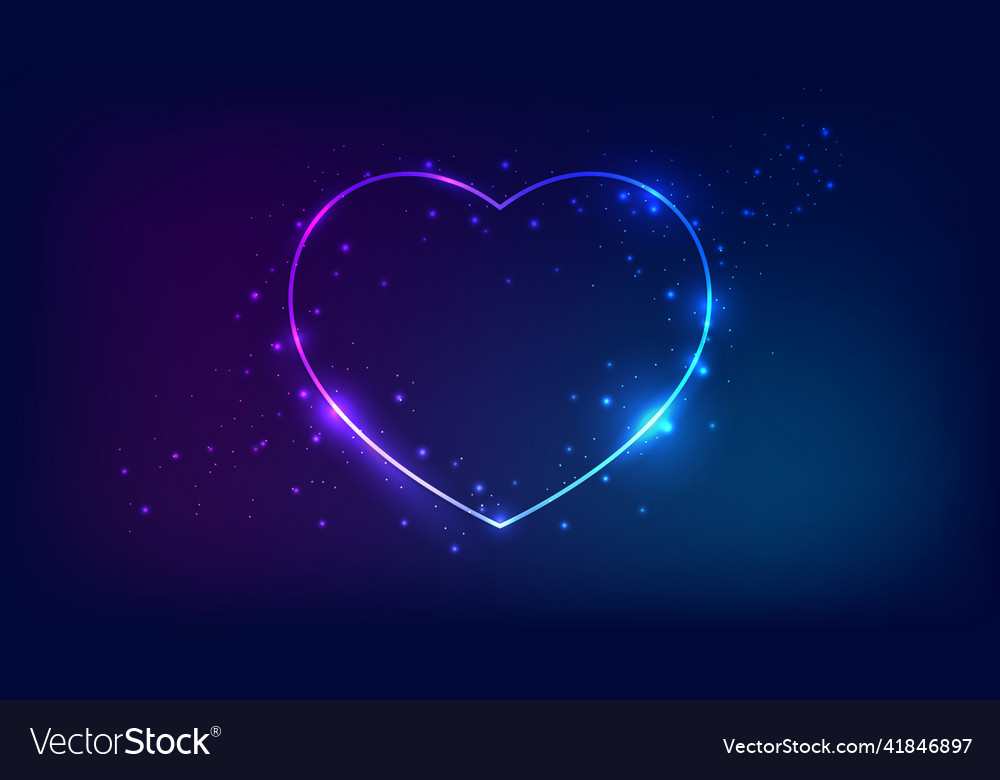 Neon frame in heart form with shining effects vector image Neon frame in heart form with shining effects