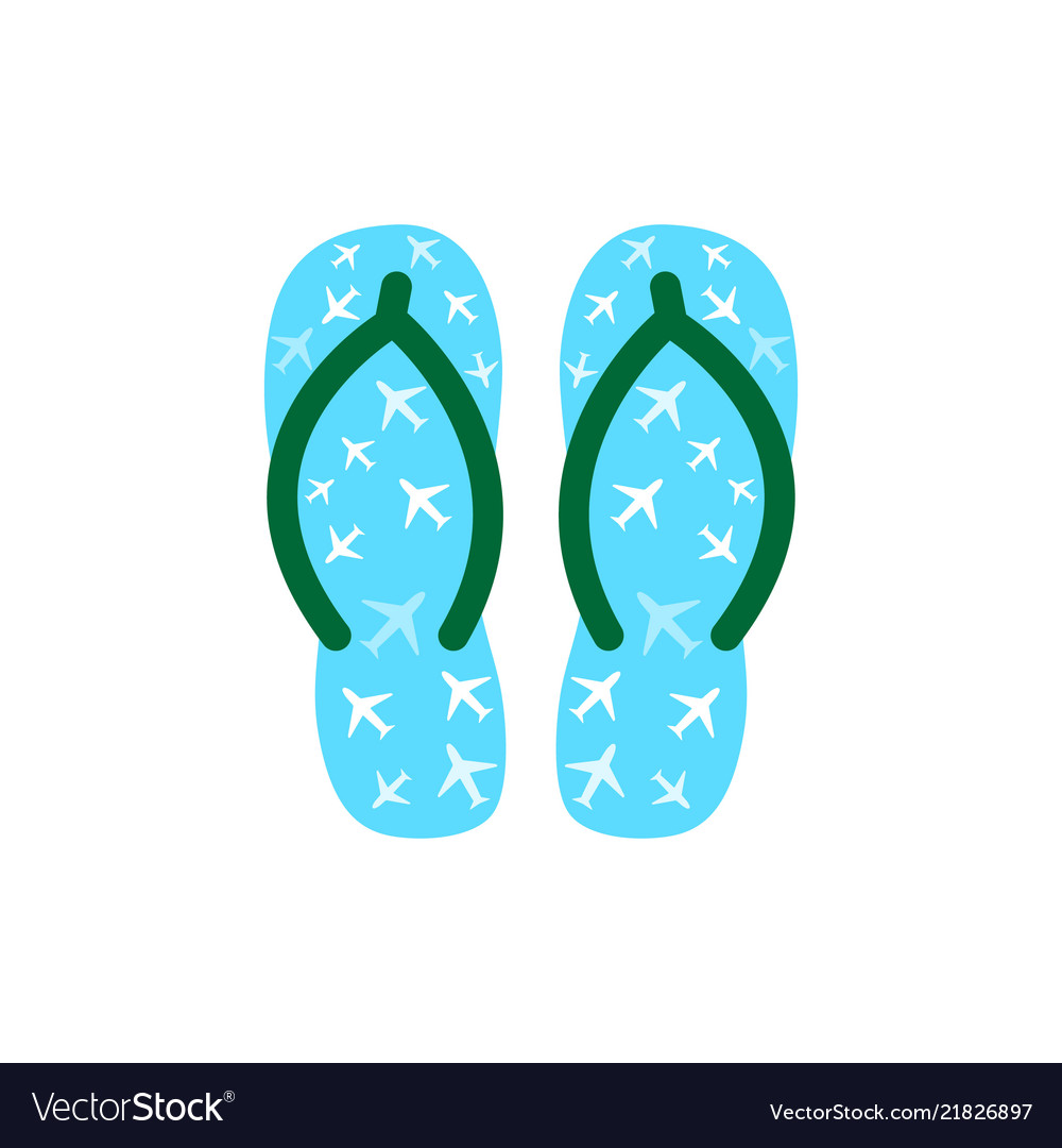 Pair of colorful flip flops with planes Royalty Free Vector