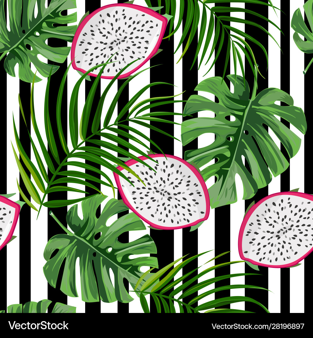 Seamless pattern with dragon fruit Royalty Free Vector Image