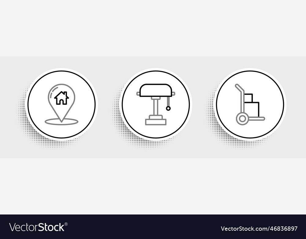 Set line hand truck and boxes map pointer vector image Set line hand truck and boxes map pointer